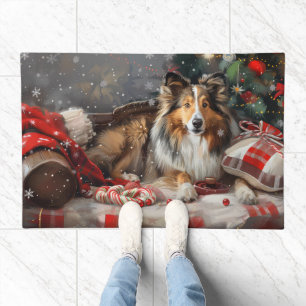 Shetland Sheepdog Christmas Festive Doormat