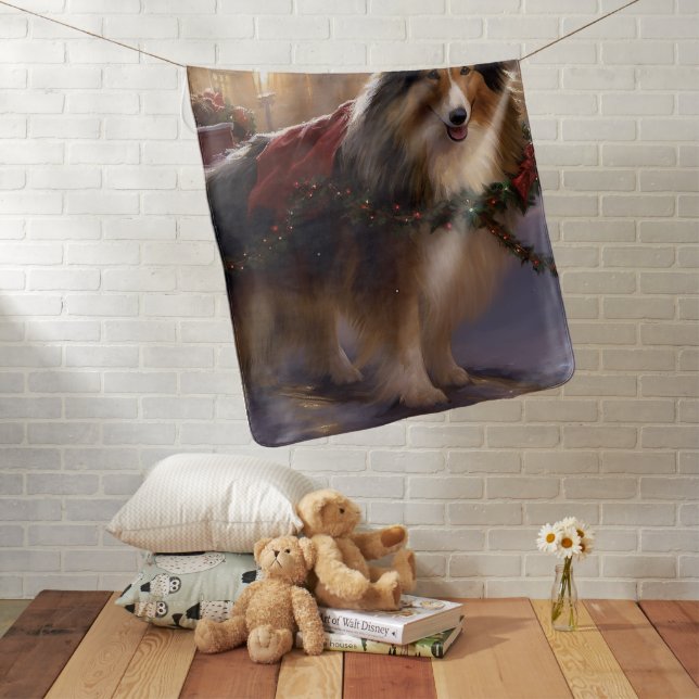 Shetland Sheepdog Christmas Festive Season  Baby Blanket (In Situ)