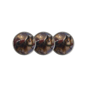Shetland Sheepdog Christmas Festive Season Golf Ball Marker