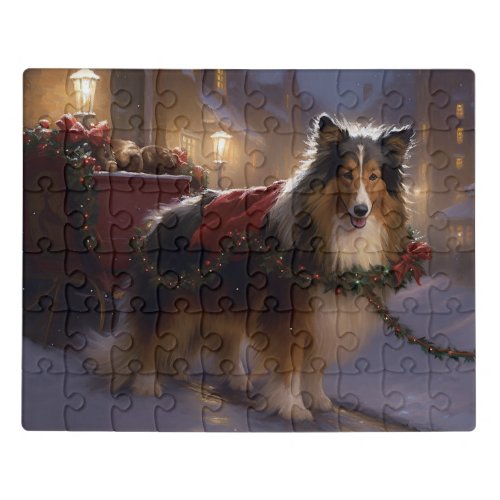 Shetland Sheepdog Christmas Festive Season  Jigsaw Puzzle