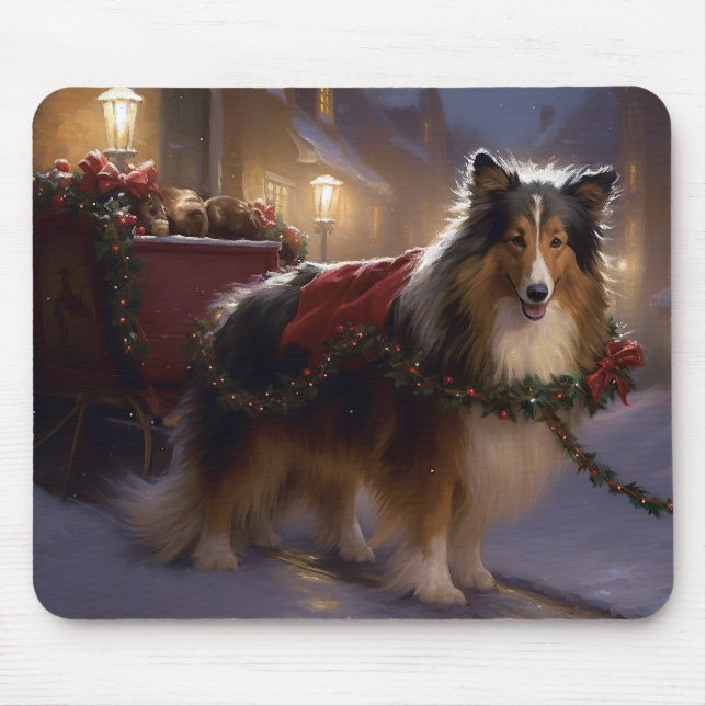 Shetland Sheepdog Christmas Festive Season  Mouse Pad (Front)