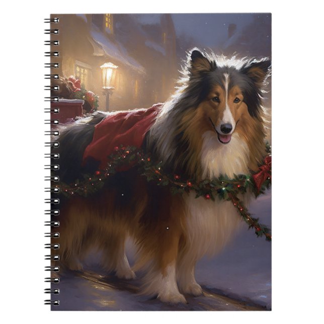 Shetland Sheepdog Christmas Festive Season  Notebook (Front)