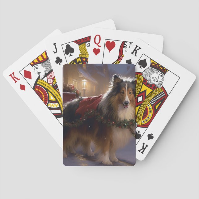 Shetland Sheepdog Christmas Festive Season  Poker Cards (Back)