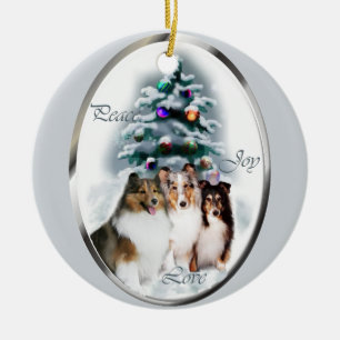 Shetland Sheepdog Christmas Gifts Ceramic Ornament