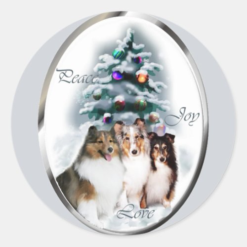 Shetland Sheepdog Christmas Gifts Classic Round Sticker