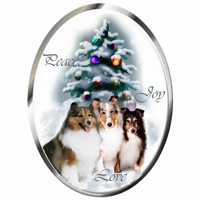 Shetland Sheepdog Christmas Gifts Ornament (Front)
