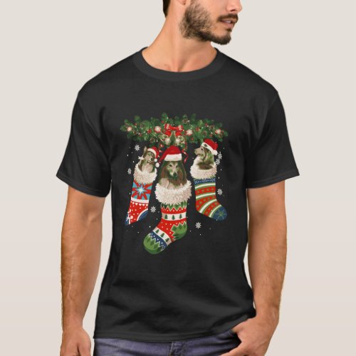 Shetland Sheepdog Christmas In Sock Dog Santa Hat  T_Shirt