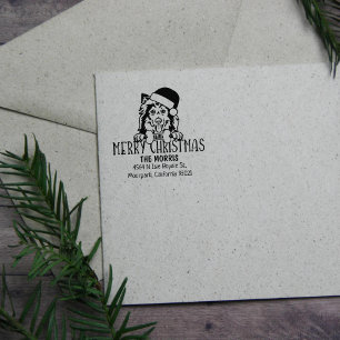 Shetland Sheepdog Christmas Return Address  Rubber Stamp