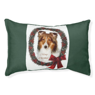 Shetland Sheepdog Christmas Wreath Pet Bed