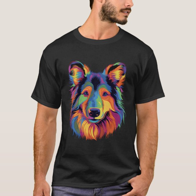 Shetland Sheepdog Coloful Mini Colie Sheltie T-Shirt (Front)
