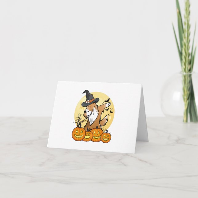 Shetland Sheepdog Dabbing Halloween Thank You Card (Front)