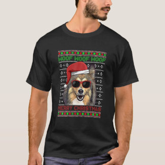 Shetland Sheepdog Dog Funny Woof Merry Christmas T-Shirt