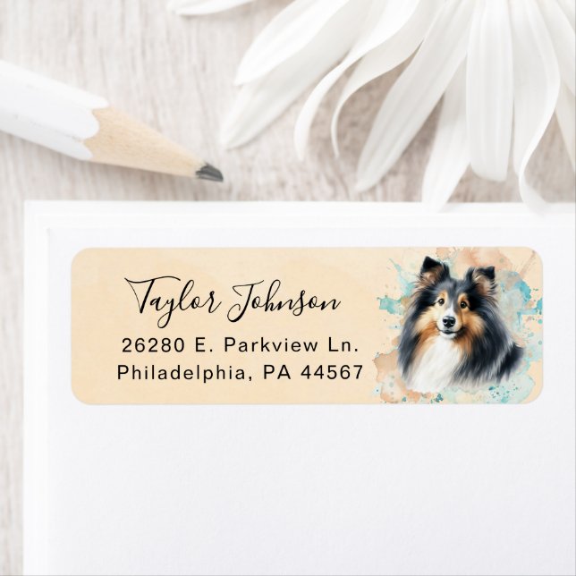 Shetland Sheepdog Dog Return Address Label (Insitu)