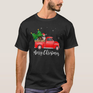 Shetland Sheepdog Dog Riding Red Truck Christmas T-Shirt