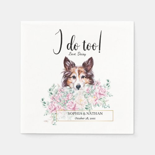 Shetland Sheepdog Dog Wedding Cocktail Napkins