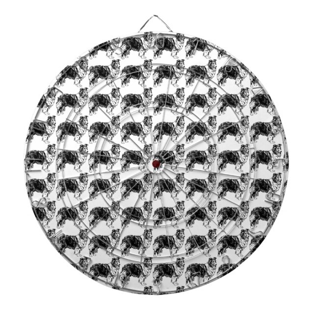Shetland Sheepdog Drawing Dart Board (Front)