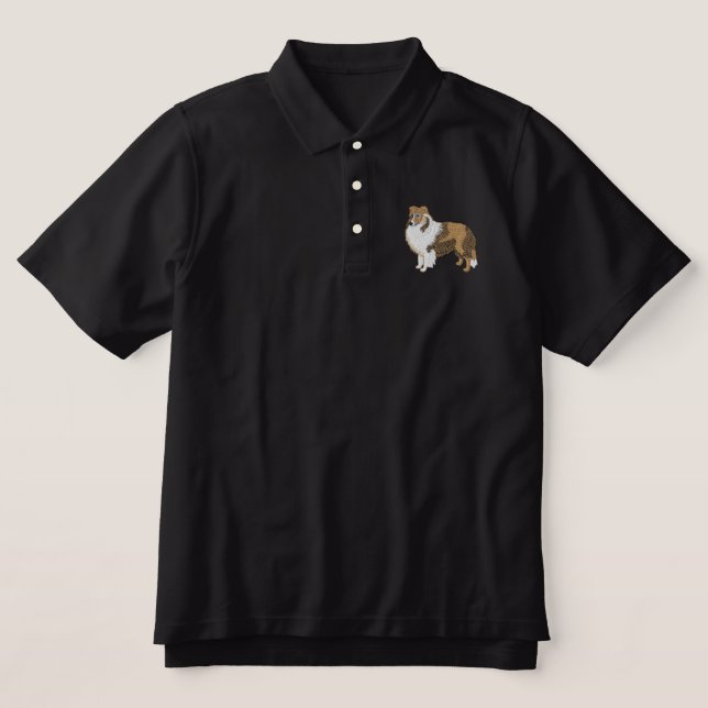 Shetland Sheepdog Embroidered Polo Shirt (Design Front)