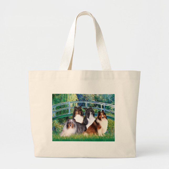 Shetland Sheepdog (four) - Bridge Large Tote Bag (Front)