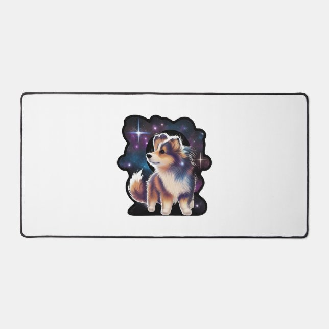 Shetland sheepdog galaxy desk mat (Front)