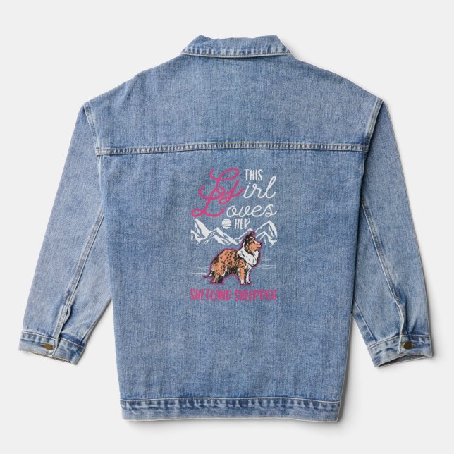 Shetland Sheepdog Girl Mini Collie Sheltie  Denim Jacket (Back)