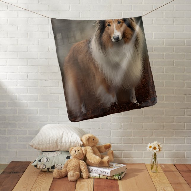 Shetland Sheepdog Halloween Scary Baby Blanket (In Situ)