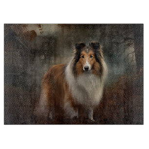 Shetland Sheepdog Halloween Scary Cutting Board