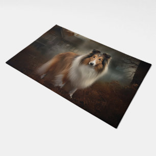 Shetland Sheepdog Halloween Scary Doormat