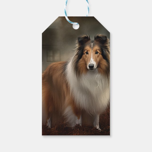 Shetland Sheepdog Halloween Scary Gift Tags (Back)