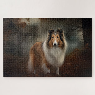 Shetland Sheepdog Halloween Scary Jigsaw Puzzle