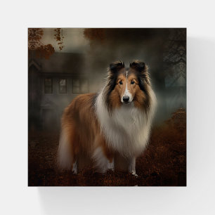 Shetland Sheepdog Halloween Scary Paperweight
