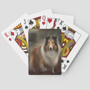 Shetland Sheepdog Halloween Scary Poker Cards