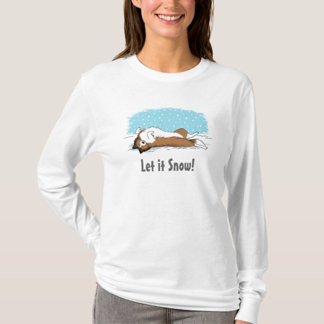 Shetland Sheepdog Holiday Snow Dog Sheltie Lover's T-Shirt (Front)
