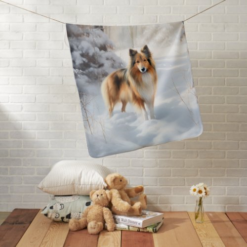 Shetland Sheepdog Let It Snow Christmas Baby Blanket