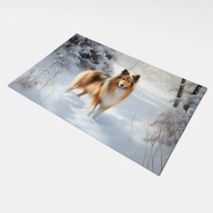 Shetland Sheepdog Let It Snow Christmas Doormat