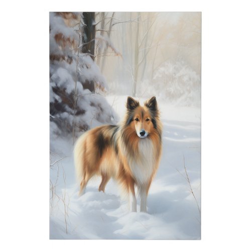 Shetland Sheepdog Let It Snow Christmas Faux Canvas Print