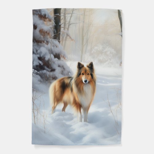 Shetland Sheepdog Let It Snow Christmas Garden Flag