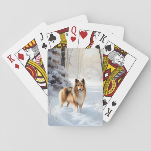 Shetland Sheepdog Let It Snow Christmas Poker Cards