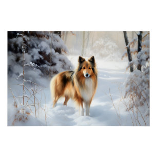 Shetland Sheepdog Let It Snow Christmas Poster