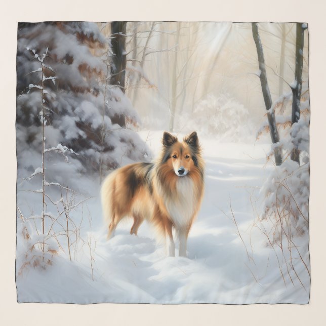 Shetland Sheepdog Let It Snow Christmas Scarf (Front)