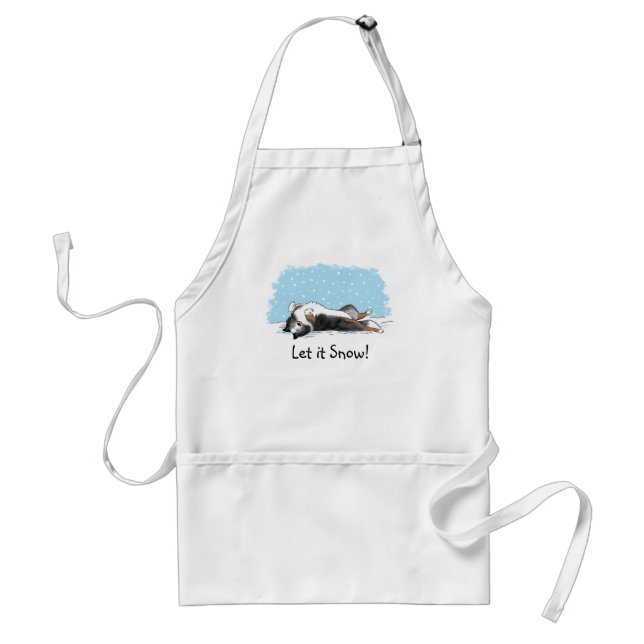 Shetland Sheepdog Let it Snow | Sheltie Holiday Adult Apron (Front)