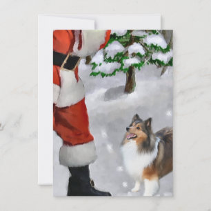 Shetland Sheepdog Meet Santa Christmas Card