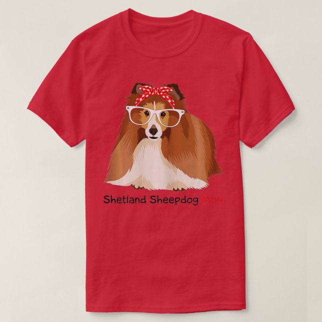 Shetland Sheepdog Mom Bandana Womens Sheltie Dog  T-Shirt (Design Front)