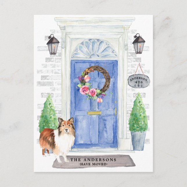 Shetland Sheepdog Moving Announcement Postcard (Front)