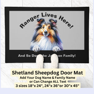 Shetland Sheepdog Name Lives Here, Family Name Doormat