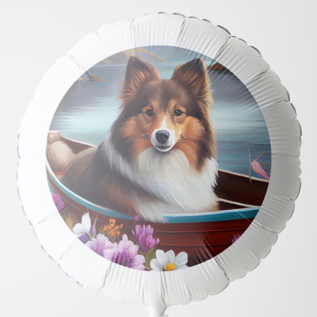 Shetland Sheepdog on a Paddle: A Scenic Adventure Balloon (Front)