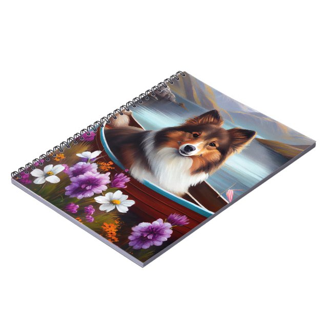 Shetland Sheepdog on a Paddle: A Scenic Adventure Notebook (Left Side)
