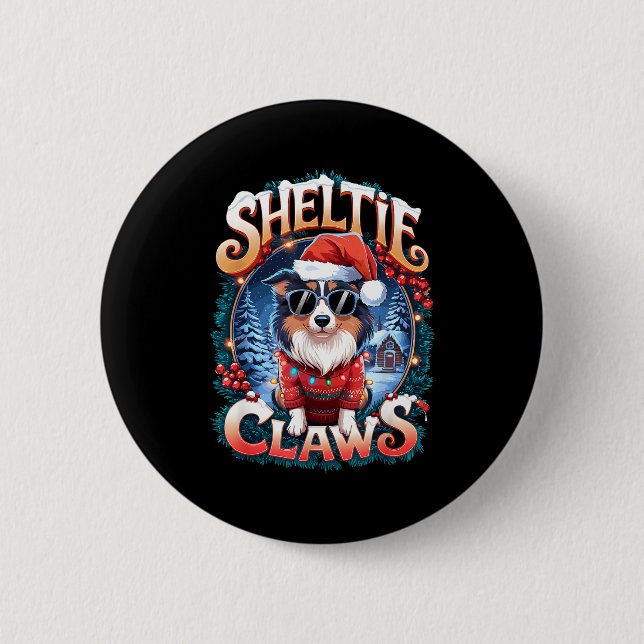 Shetland Sheepdog Owner Costume Sheltie Claws Chri Button (Front)