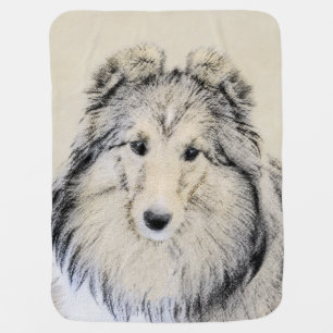 Shetland Sheepdog Painting - Cute Original Dog Art Baby Blanket