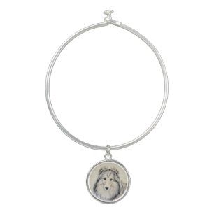 Shetland Sheepdog Painting - Cute Original Dog Art Bangle Bracelet