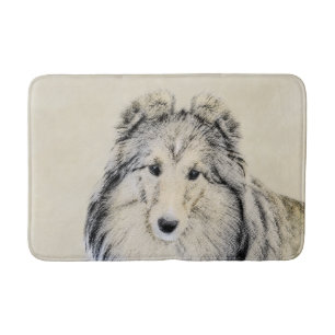 Shetland Sheepdog Painting - Cute Original Dog Art Bathroom Mat